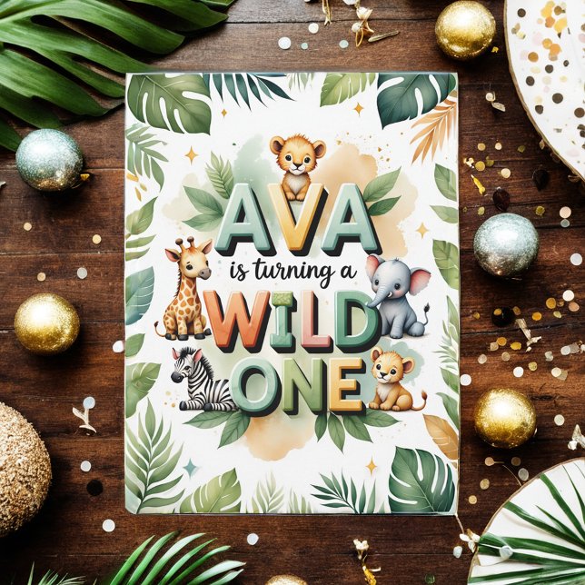 Convite Wild One First Birthday Invitation Card | Ava (Criador carregado)