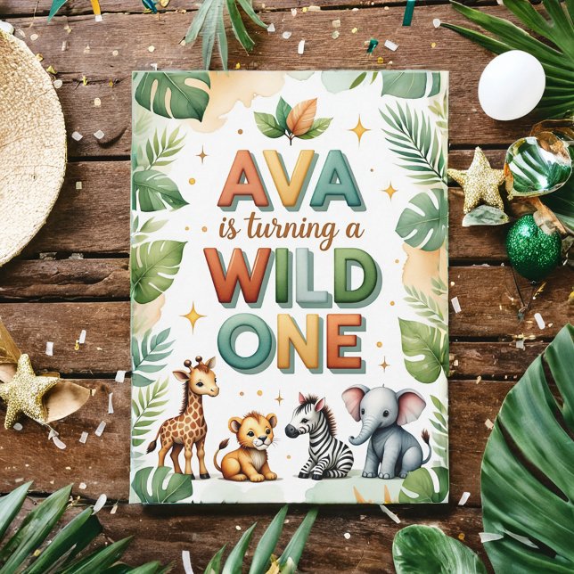 Convite Wild One First Birthday Invitation Card | Ava (Criador carregado)
