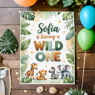 Convite Wild One First Birthday Invitation Card   Sofia
