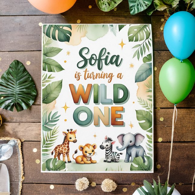 Convite Wild One First Birthday Invitation Card | Sofia (Criador carregado)