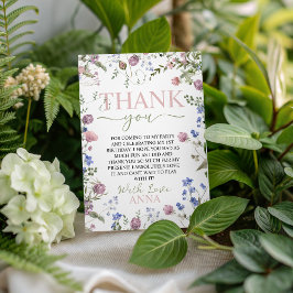 Convite Wild One Floral Birthday Thank You Card