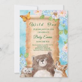 Convite Wild One Forest Baby Shower Watercolor Art