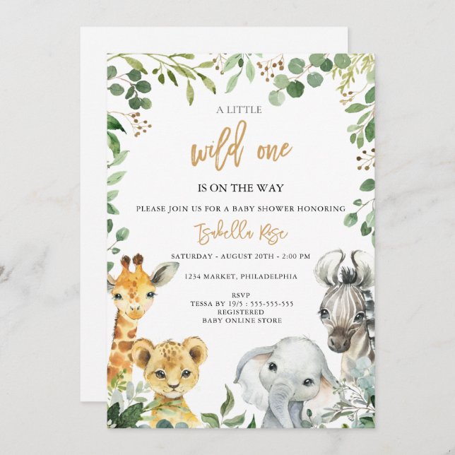 Convite Wild One is on the Way Baby Shower Invitation (Frente/Verso)
