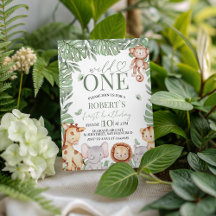 Wild One Jungle Birthday Invite