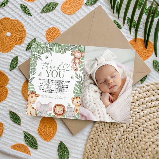 Convite Wild One Jungle Photo Thank You (Criador carregado)