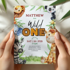 Convite Wild One Jungle Safari 1st birthday Invitation