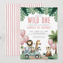 Convite Wild One Jungle Safari 1st Birthday Party