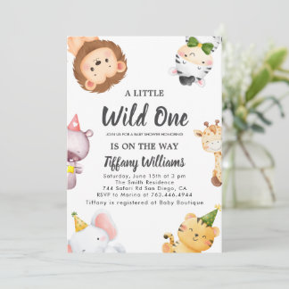 Convite Wild One Jungle Safari Baby Shower Party