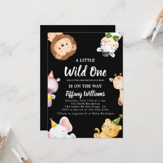 Convite Wild One Jungle Safari Baby Shower Party