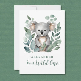 Convite Wild One Koala Animal Child primeiro aniversario