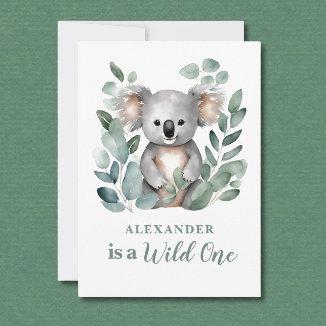 Convite Wild One Koala Animal Child primeiro aniversario (Criador carregado)