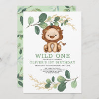 Wild One Lion Greenery Dourado Partido do primeiro