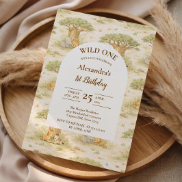 Convite Wild One Neutral Safari First Birthday