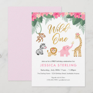 Convite Wild ONE - O PRIMEIRO Aniversário da Garota Safar
