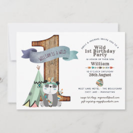 Convite Wild One primeiro aniversario Convide TeePee Triba