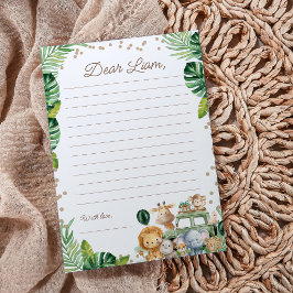 Convite Wild One Safari 1st Birthday Time Capsule Cards