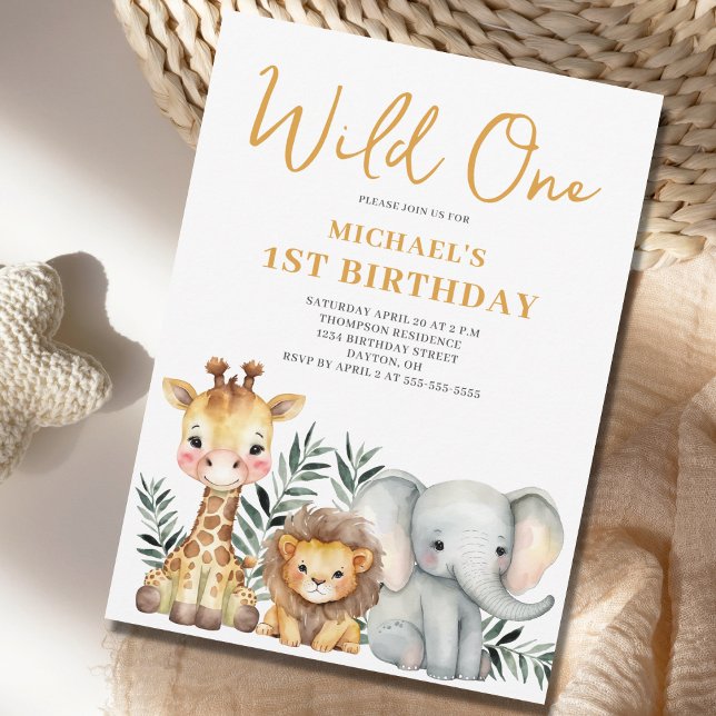 Convite Wild One Safari Animal primeiro aniversario Invita (Criador carregado)