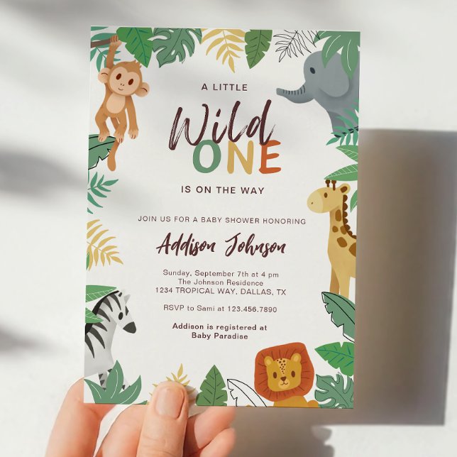 Convite Wild One Safari Animals Baby Shower (Criador carregado)