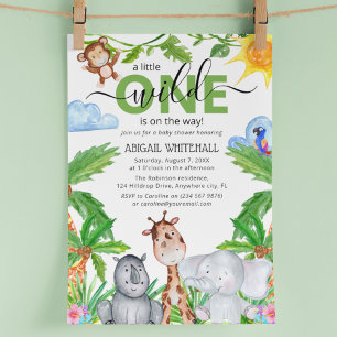 Convite Wild One Safari Churrasco de Bebê em Aquarela de