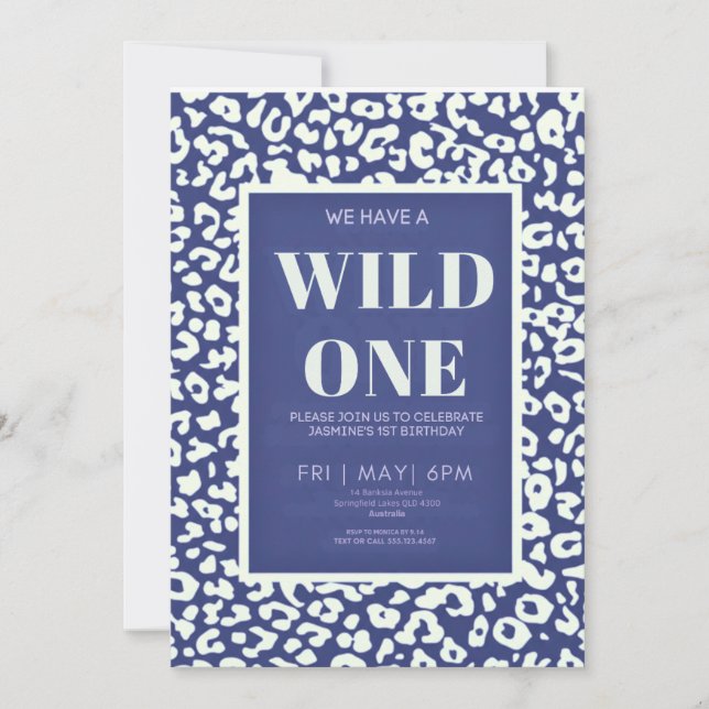 Convite Wild One Safari First Birthday Invitation (Frente)