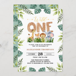 Convite Wild One Safari Greenery primeiro aniversario