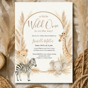Convite Wild One Safari Pampas Boho Chá de fraldas