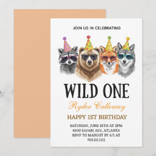 Convite Wild One Safari Primeiro Aniversário – Animais da