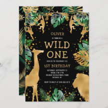 Wild One Safari primeiro aniversario Black Green D
