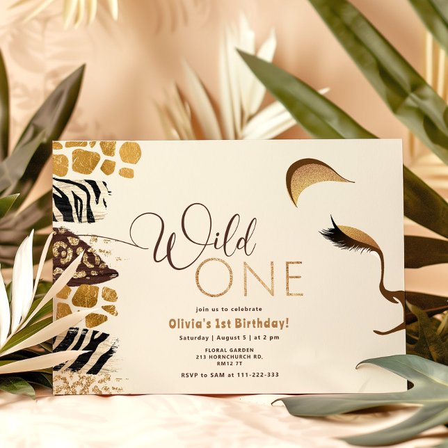 Convite Wild One safari um aniversário neutro em gênero (Criador carregado)