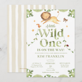 Convite Wild One Safari Verde Chá de fraldas Neutro de Gên