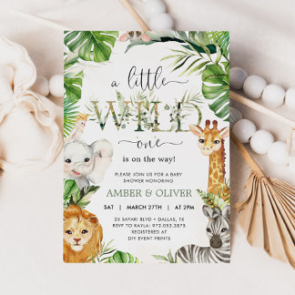 Convite Wild One Tropical Jungle Boho Safari Baby Shower