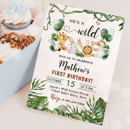 Convite Wild One Tropical Safari Primeiro Aniversário