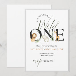 Convite Wild One Watercolor Animal Primeiro Aniversário