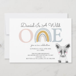 Convite Wild One Watercolor Rainbow Boy's First Birthday I
