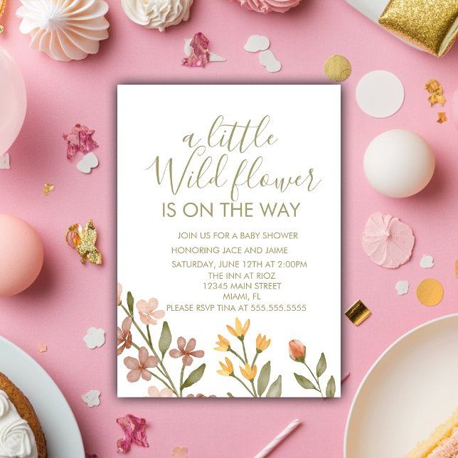 Convite Wild One Wild Flowers Baby Shower  (Criador carregado)