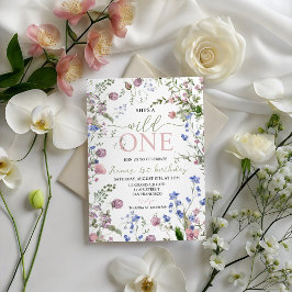 Convite Wild One Wildflower 1st Birthday Invite
