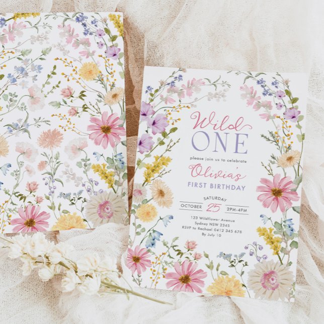 Convite Wild One: Wildflower First 1st Birthday (Criador carregado)