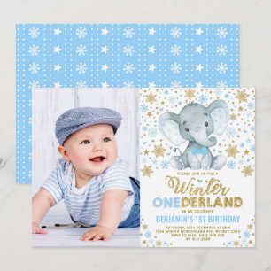 Convite Wild One Winter ONE derland Elephant Boy Birthday