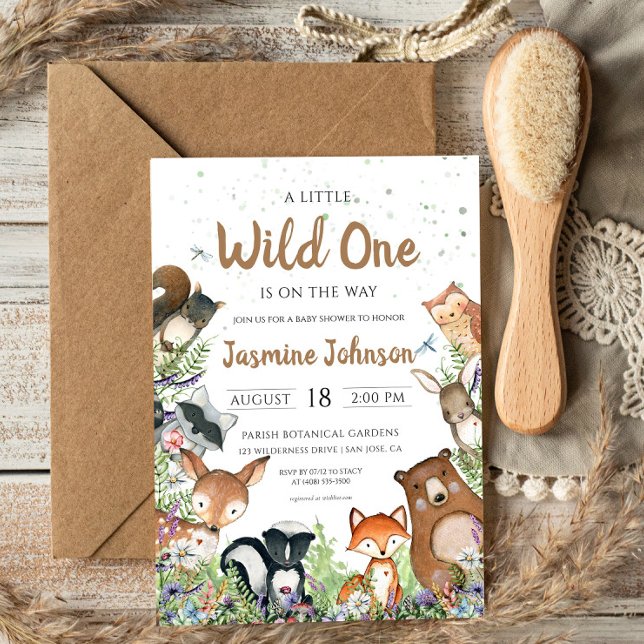 Convite Wild One Woodland Creatures Chá de fraldas (Criador carregado)