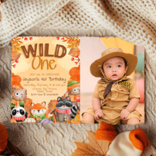Convite Wild One Woodlands com Foto