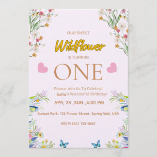 Convite Wild & Onederful Floral Birthday Invitation