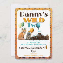 Convite Wild Two Animals First Birthday Invitation