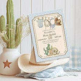 Convite Wild West Baby Cowboy 1st Birthday