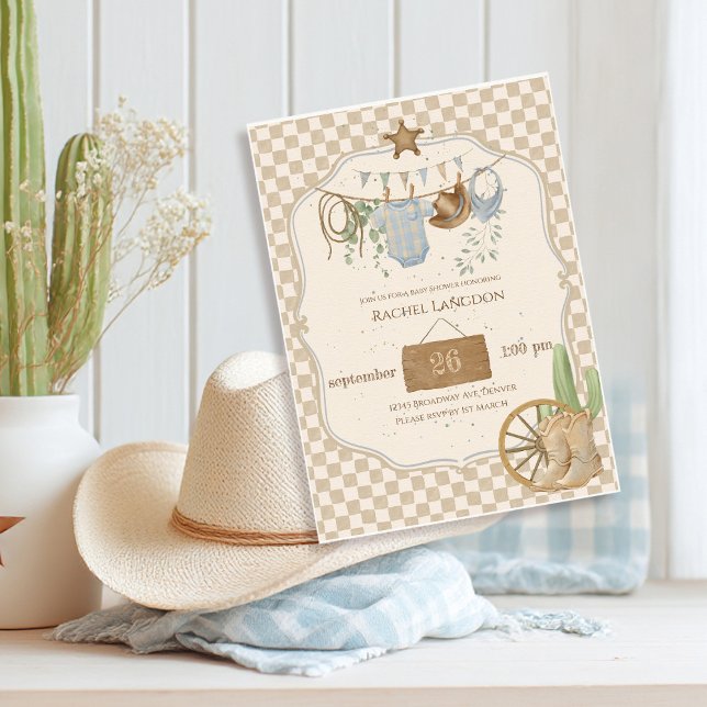 Convite Wild West Baby Cowboy Baby Shower Invitation (Criador carregado)