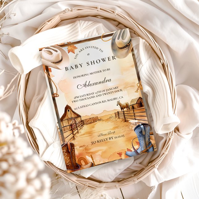 Convite Wild West Cowboy Baby Shower (Criador carregado)