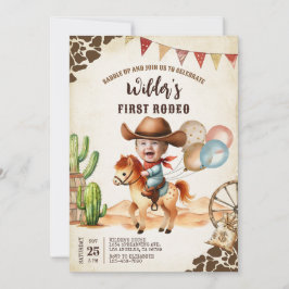 Convite Wild West Cowboy First Rodeo primeiro aniversario