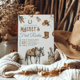 Convite Wild West First Rodeo Cowboy Birthday Ocidental