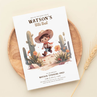 Convite Wild West Modern Cowboy Birthday