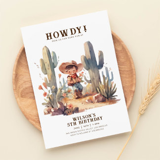Convite Wild West Modern Cowboy Birthday
