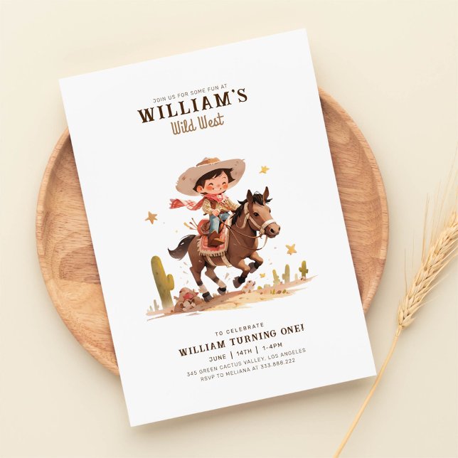 Convite Wild West Modern Cowboy Birthday (Criador carregado)